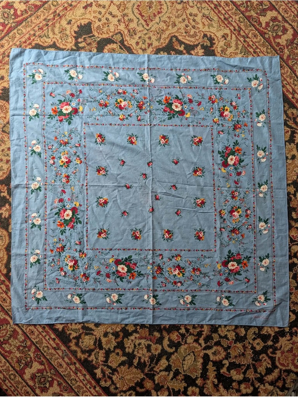 Ralph Lauren Blue Floral Chambray Bandana